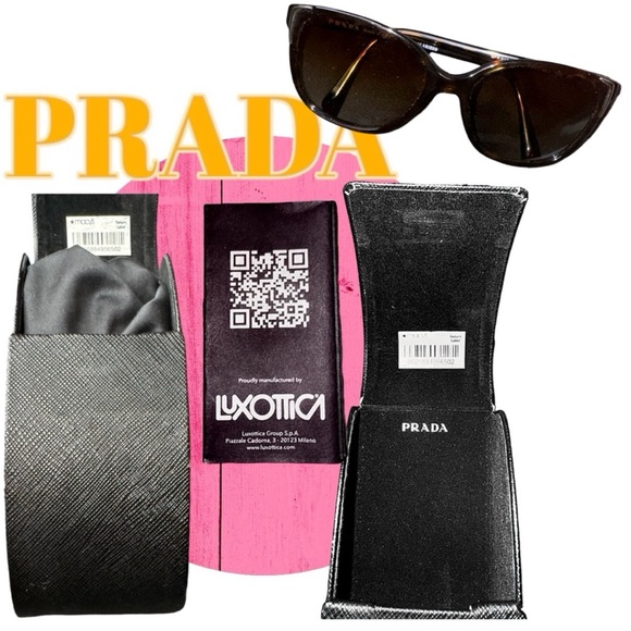 EUC Authentic PRADA Women's Polarized Brown Tortoise sunglasses w/ case & cloth - Picture 2 of 11